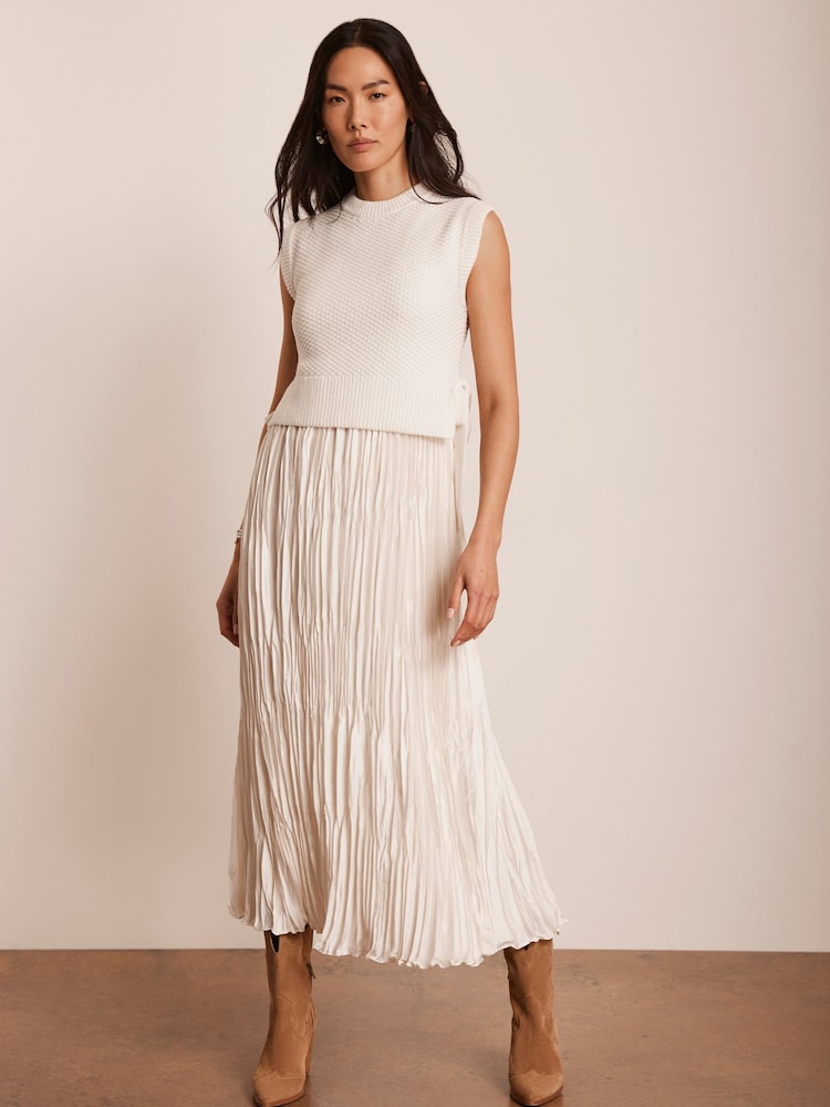 Mint Velvet White Knit Layered Dress - Image 1 of 8