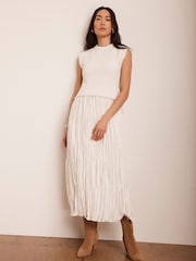 Mint Velvet White Knit Layered Dress - Image 3 of 8