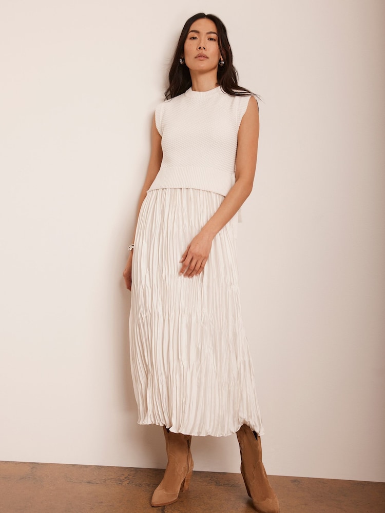Mint Velvet White Knit Layered Dress - Image 3 of 8