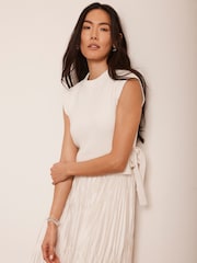 Mint Velvet White Knit Layered Dress - Image 5 of 8