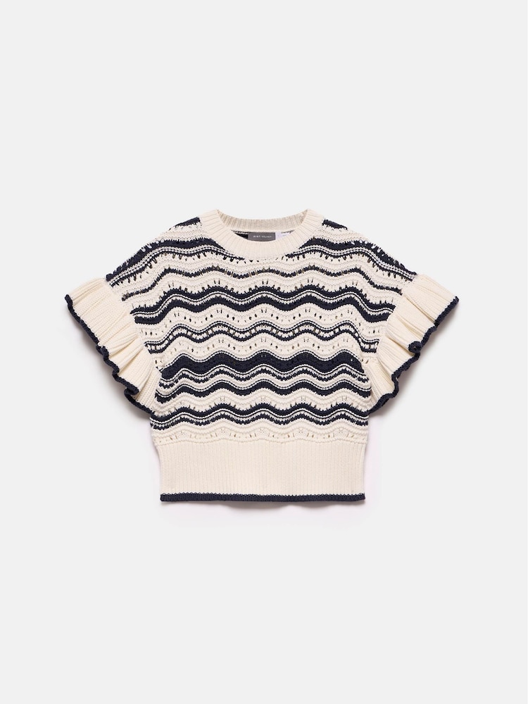 Mint Velvet White Striped 100% Cotton Knit Top - Image 6 of 7