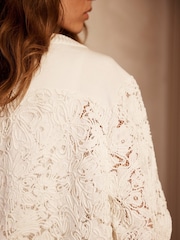 Mint Velvet White Lace Bomber Jacket - Image 2 of 8