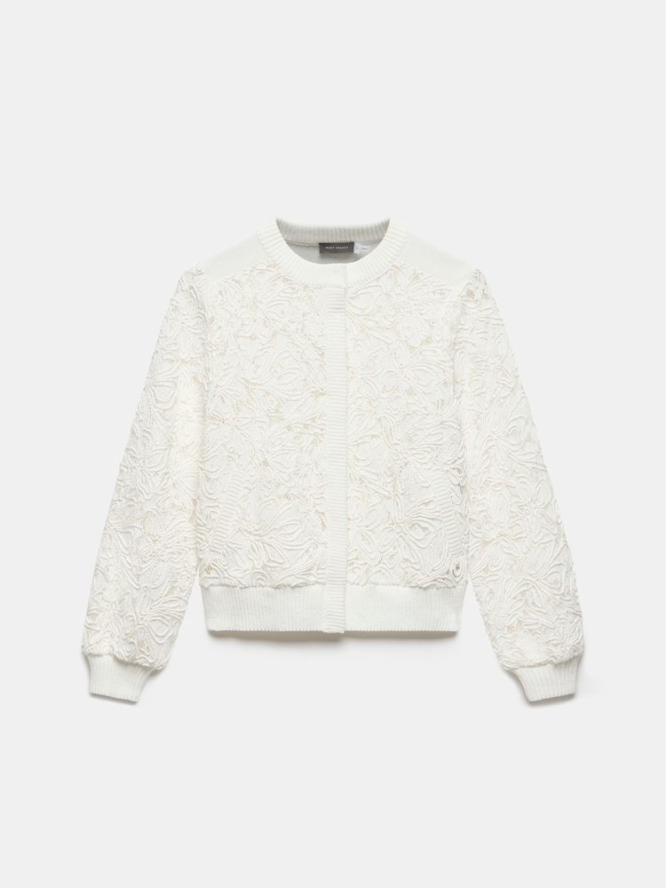 Mint Velvet White Lace Bomber Jacket - Image 6 of 8