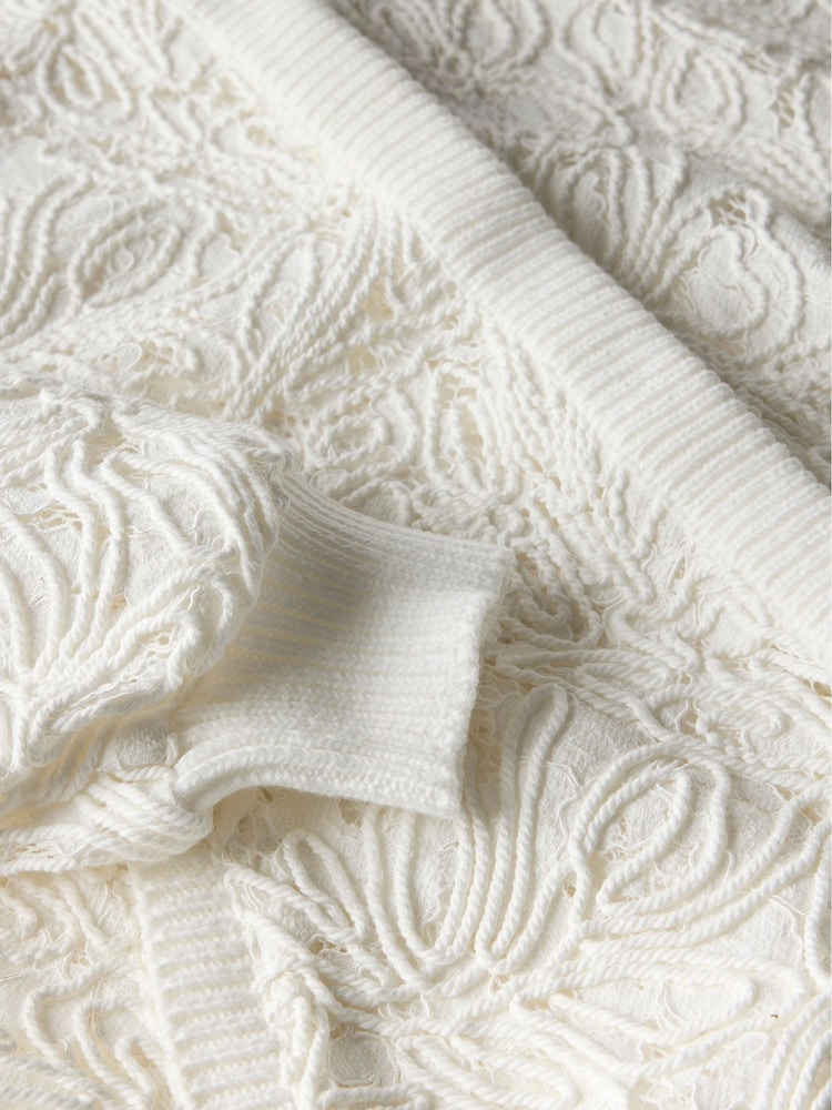 Mint Velvet White Lace Bomber Jacket - Image 8 of 8