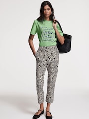 Mint Velvet Black Zebra Print Capri Trousers - Image 1 of 5