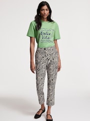 Mint Velvet Black Zebra Print Capri Trousers - Image 2 of 5