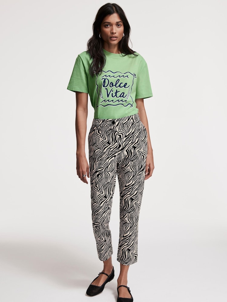 Mint Velvet Black Zebra Print Capri Trousers - Image 2 of 5