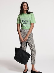 Mint Velvet Black Zebra Print Capri Trousers - Image 3 of 5
