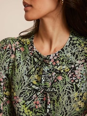 Mint Velvet Black Floral Print Tie Top - Image 4 of 7