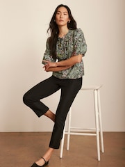 Mint Velvet Black Floral Print Tie Top - Image 5 of 7