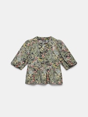 Mint Velvet Black Floral Print Tie Top - Image 6 of 7