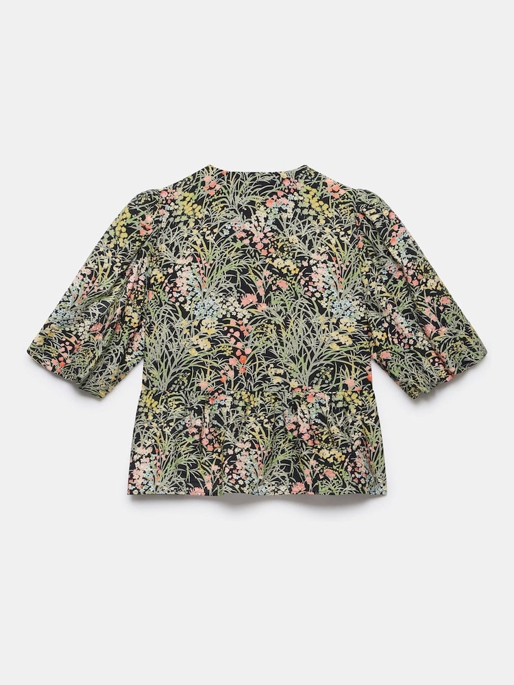 Mint Velvet Black Floral Print Tie Top - Image 7 of 7 Mint Velvet Black Floral Print Tie Top - Image 7 of 7