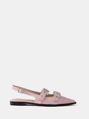 Mint Velvet Pink Leather Buckled Flat Shoes - Image 3 of 6