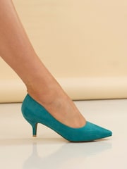 Lunar Abby Green Kitten Heel Court Shoes - Image 1 of 2