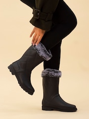Lunar LD Norway Faux Fur Lined Black Wellingtons - صورة 1 من 10