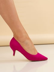 Lunar Pink Abby Fuchsia Kitten Heel Court Shoes - Image 2 of 2