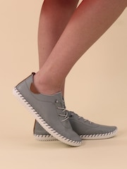 Lunar Grey St Ives Leather Plimsoll Shoes - Image 1 of 10