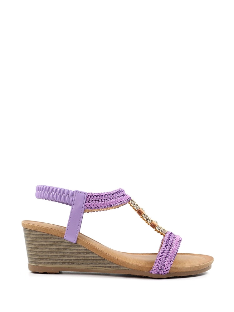 Lunar Purple Florence Wedge Sandals - Image 2 of 7