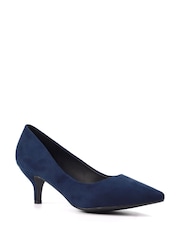 Lunar Blue Abby Navy Kitten Heel Court Shoes - Image 2 of 2