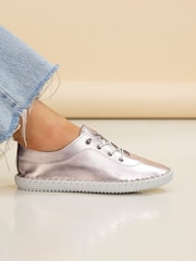 Lunar Pink St Ives Metallic Rose Plimsoll Shoes - Image 2 of 3