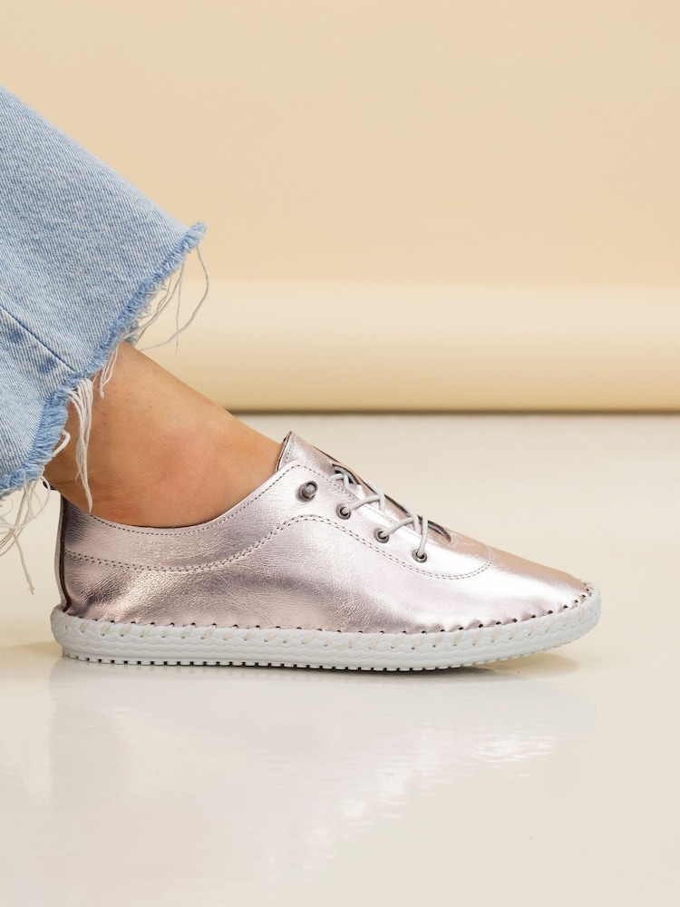 Lunar Pink St Ives Metallic Rose Plimsoll Shoes - Image 2 of 3