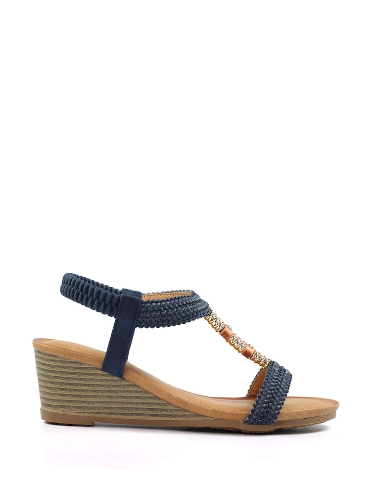 Lunar Blue Florence Navy Wedge Sandals - Image 2 of 7