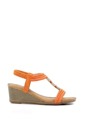 Lunar Florence Orange Wedge Sandals - Image 2 of 7