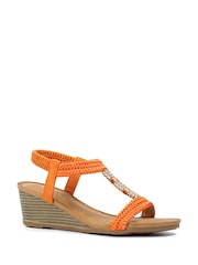 Lunar Florence Orange Wedge Sandals - Image 3 of 7