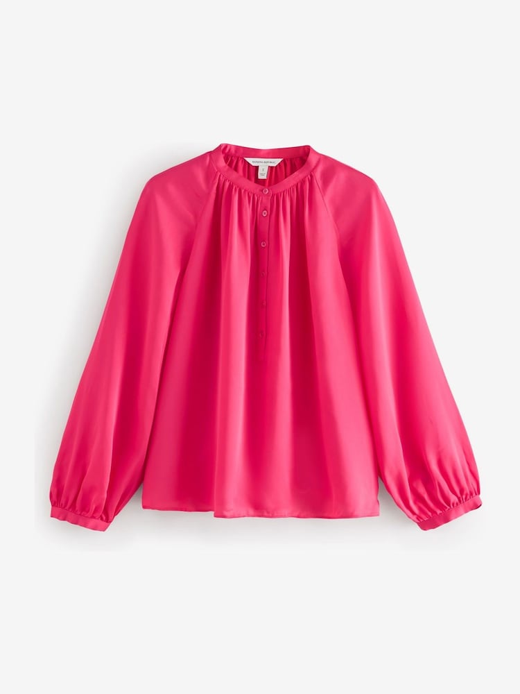 Banana Republic Pink Dolman Sleeve Shirred Blouse - Image 1 of 5