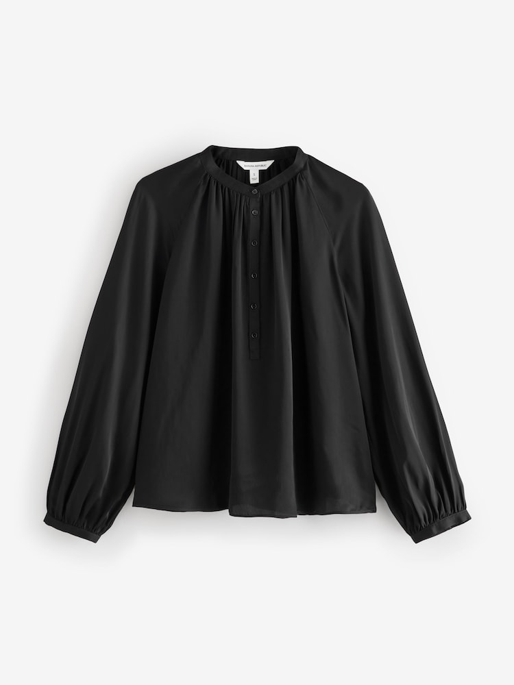 Banana Republic Black Dolman Sleeve Shirred Blouse - Image 1 of 3