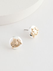 Lauren Ralph Lauren Gold Tone Crest Stud Earrings - Image 1 of 5