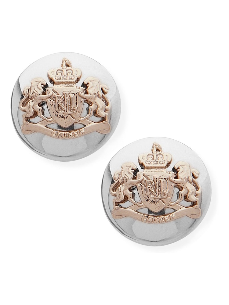 Lauren Ralph Lauren Gold Tone Crest Stud Earrings - Image 2 of 5