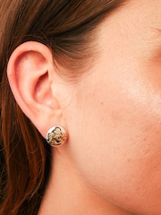 Lauren Ralph Lauren Gold Tone Crest Stud Earrings - Image 4 of 5