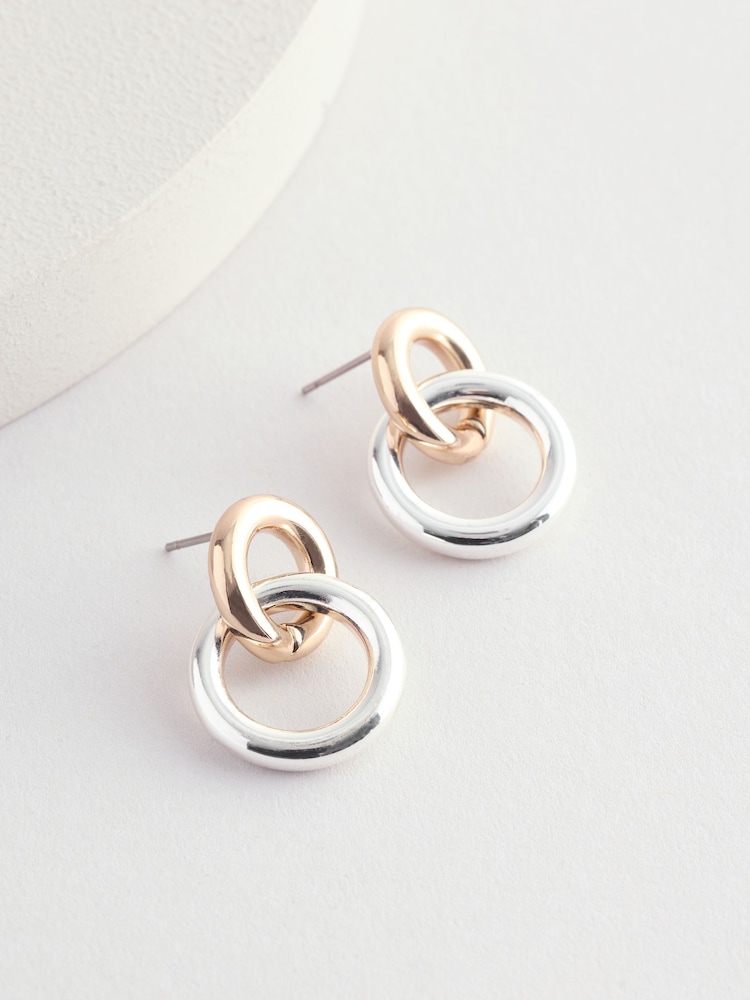 Lauren Ralph Lauren Gold Tone Circle Link Drop Earrings - Image 1 of 3