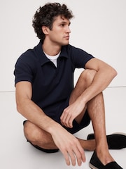 Banana Republic Navy Blue Waffle Knit Polo Shirt - Image 1 of 1
