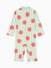 MORI Green UPF 50+ Strawberry Stripe Sun Safe Zip-Up Swimsuit - Image 6 of 7