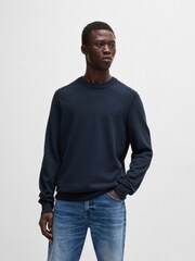 BOSS Light Blue Regular-Fit Logo Jumper - Image 3 of 9