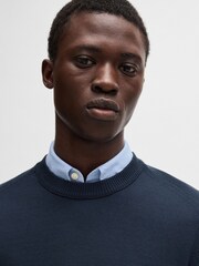 BOSS Light Blue Regular-Fit Logo Jumper - Image 4 of 9