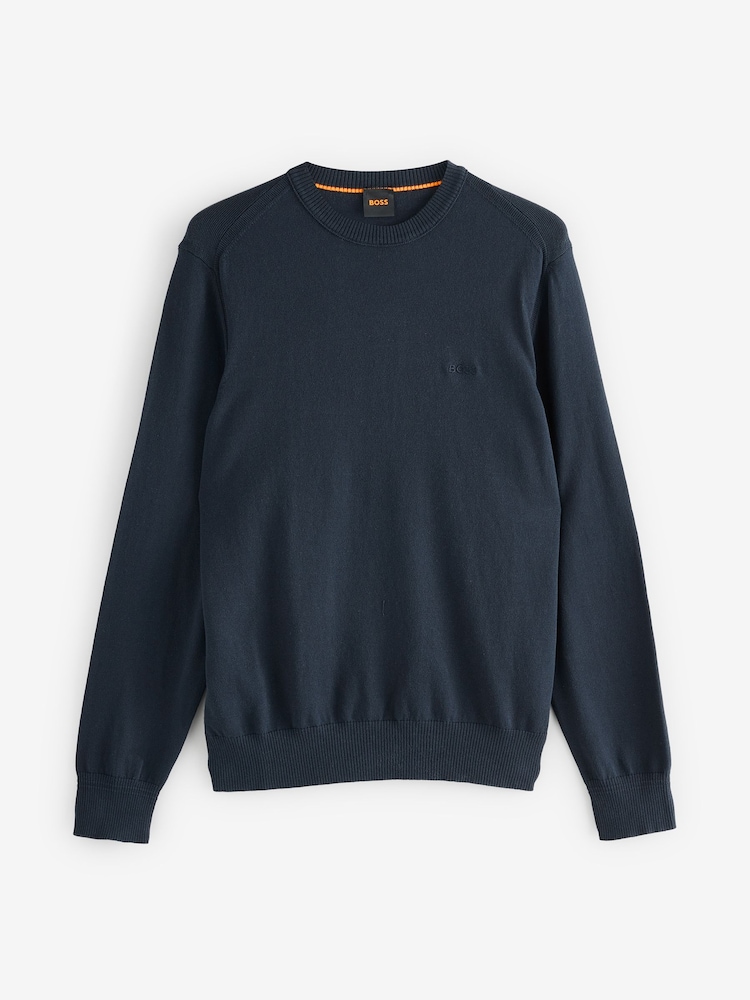 BOSS Light Blue Regular-Fit Logo Jumper - Image 9 of 9