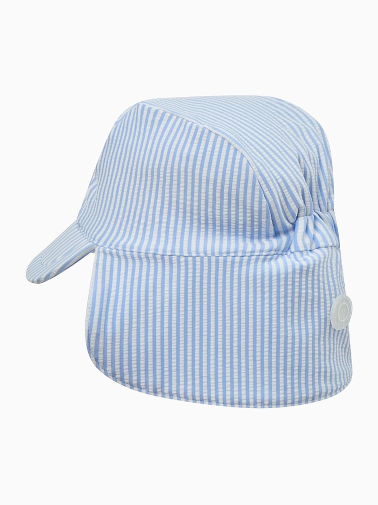 MORI Seersucker Stripe Neck Cover Swim Hat UPF 50+ - Image 4 of 4
