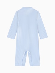 MORI Blue Seersucker Sun Safe Zip Up Swimsuit UPF 50+ - Image 5 of 5