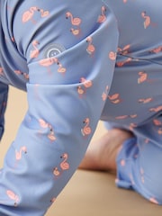 MORI Blue UPF 50+ Flamingo Sun Safe Zip-Up Swimsuit - Image 2 of 7