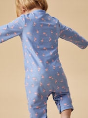 MORI Blue UPF 50+ Flamingo Sun Safe Zip-Up Swimsuit - Image 3 of 7