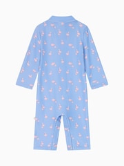 MORI Blue UPF 50+ Flamingo Sun Safe Zip-Up Swimsuit - Image 6 of 7