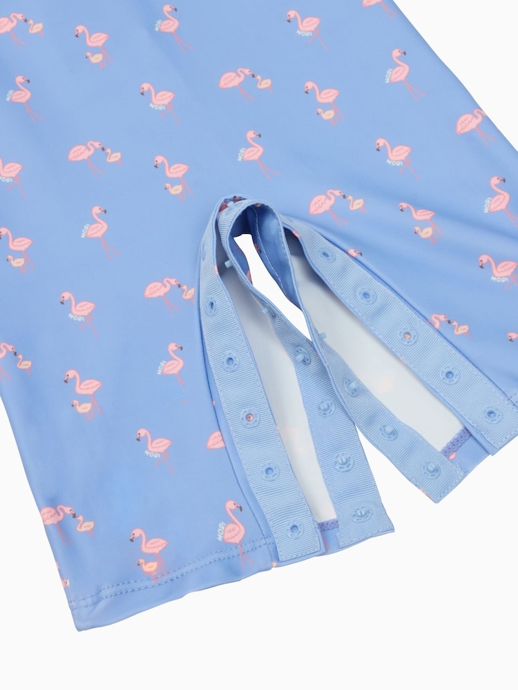 MORI Blue UPF 50+ Flamingo Sun Safe Zip-Up Swimsuit - Image 7 of 7