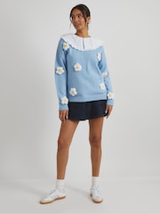 Skinnydip Blue 3D Flowers Knitted Jumper - Image 7 of 8
