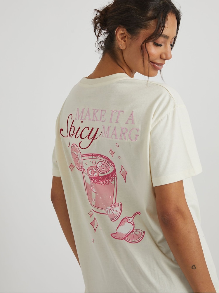 Skinnydip Cream Spicy Margs T-Shirt - Image 4 of 5
