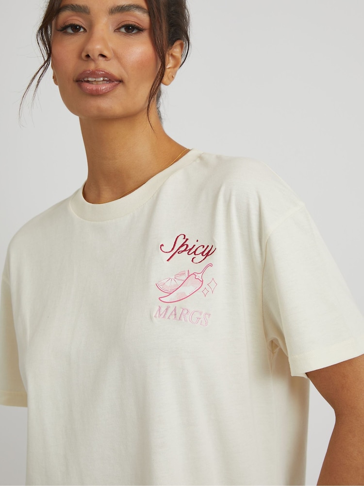 Skinnydip Cream Spicy Margs T-Shirt - Image 5 of 5