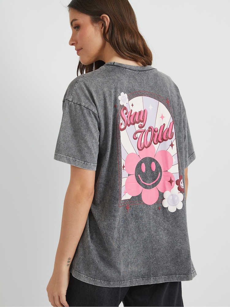 Skinnydip Grey Stay Wild T-Shirt - Image 2 of 5