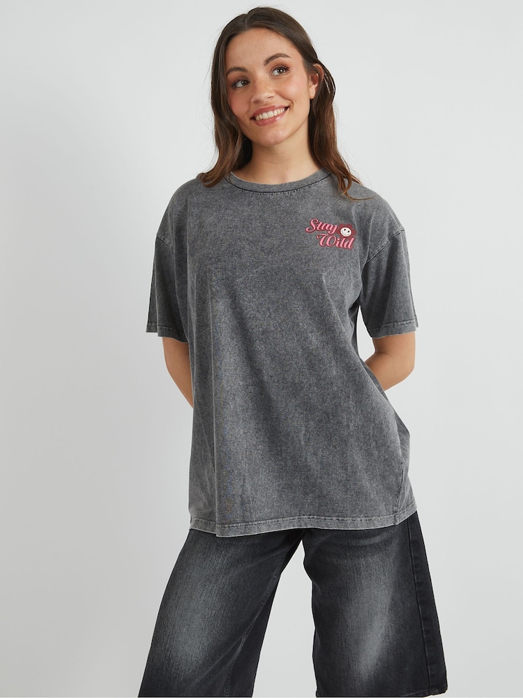 Skinnydip Grey Stay Wild T-Shirt - Image 3 of 5